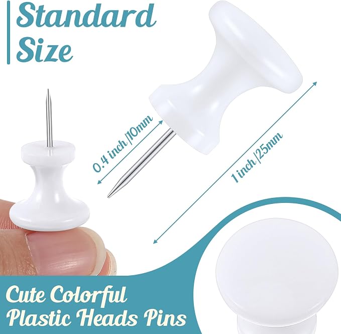 Outus 60 Pcs Giant Push Pins Jumbo Tacks 1/1.8inch Plastic Head - Image 2