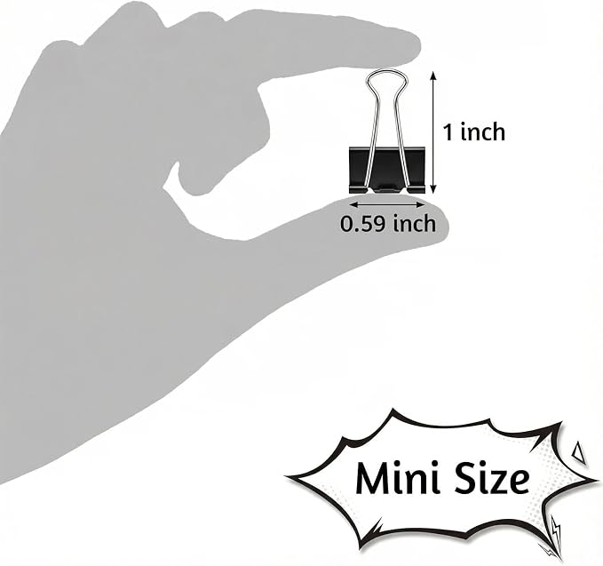 260Pcs Mini Binder Clips Black, 0.59 in/15mm Small Binder Paper Clips Office - Image 4