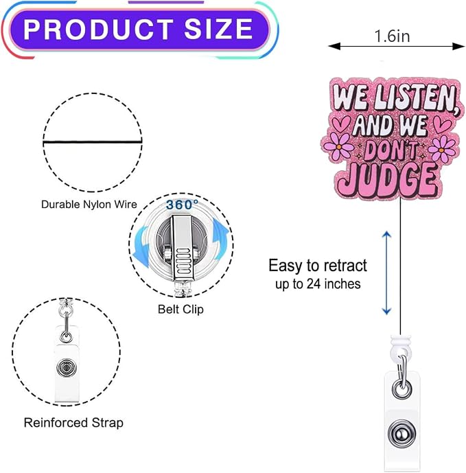 2pc Nurse Badge Reel, Funny Cute Work Badge Holder - Image 3