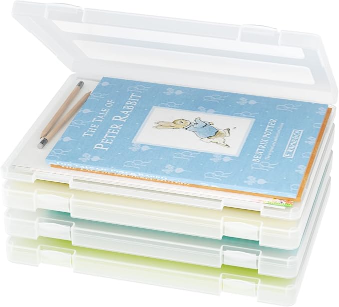 4-Pack A4 Plastic Paper Organizer Box, Scrapbook Storage by iBune