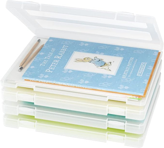 4-Pack A4 Plastic Paper Organizer Box, Scrapbook Storage by iBune