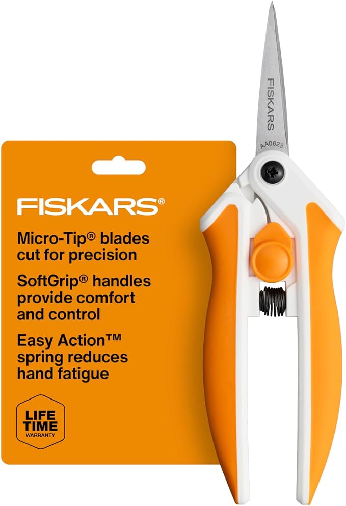 Fiskars Micro-Tip Spring Assisted Scissors, Precision Cutting Stainless Steel by Unknown