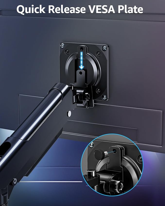 Dual Monitor Mount for 32 27 24 22inch Screens, Gas Spring Monitor Stand for 2 Monitor, Full Adjustable Monitors Desk Mount with C-Clamp＆Grommet Base, Each Arm Holds 4.4-22 lbs, Freelift Pro Black-DeskLoop Office