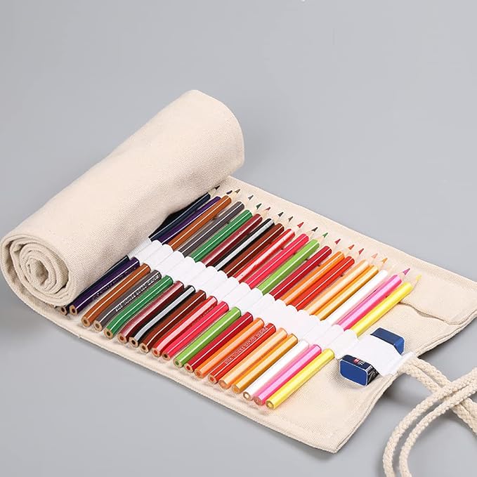 DIYOMR 24/36/72 Slots Pencil Wrap Pencil Rolls, Artist Colored Pencils Roll Up - Image 4
