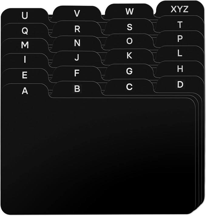 3x5 Index Card Alphabet Tab Dividers 24 pcs by Alfion