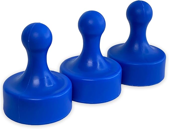 GLASSBOARD STUDIO Powerful Neodymium Magnets, Pawn-Shaped - Strong Fridge/Refrigerator and Whiteboard Magnet, Ideal for Office, Kitchen, Crafts - Rare Earth, Heavy Duty (3, Blue)-DeskLoop Office