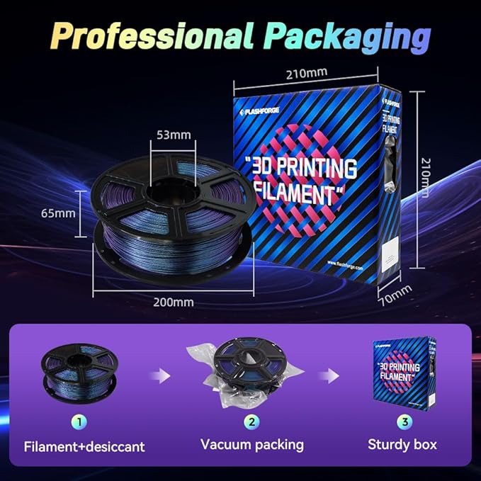 FLASHFORGE Chameleon Gradient Rapid PLA Filament Burnt Titanium & Nebula Purple, High Flow Speedy Filament 1.75mm Max 500mm/s Fast Printing, Displays Shimmering Effects from Various Angles and Light-DeskLoop Office