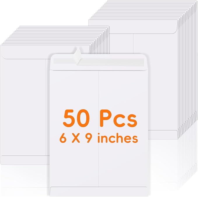 50 Pack 6x9 Envelopes Self Seal, Office Business by FloraSea