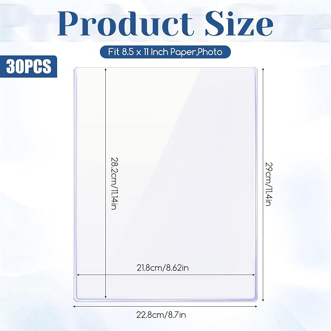 30 Pcs 8.5 x 11'' Document Toploader Sleeves, Rigid Print Protector | 25Mil - Image 2