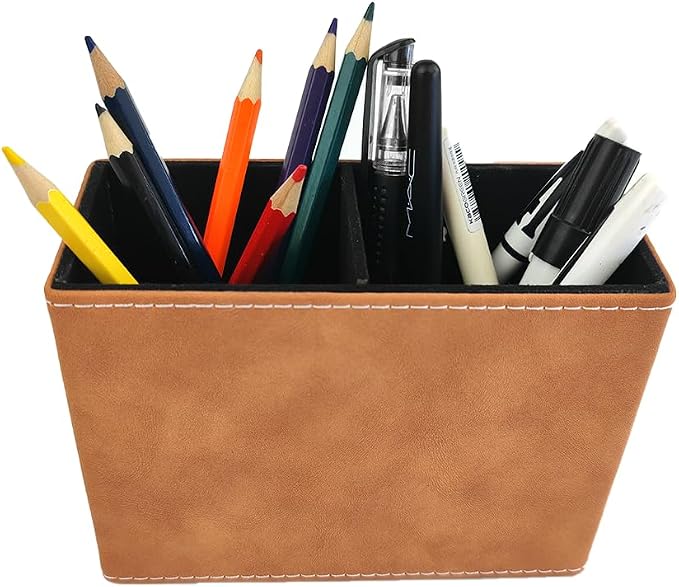 Pen Pencil Holder Cup Container Leather Desk Organizer Stand Decor Brush - Image 5
