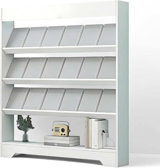 LHIUGE 4-Layer Brochure Display Rack, Freestanding Wooden Magazine Rack by LHIUGE