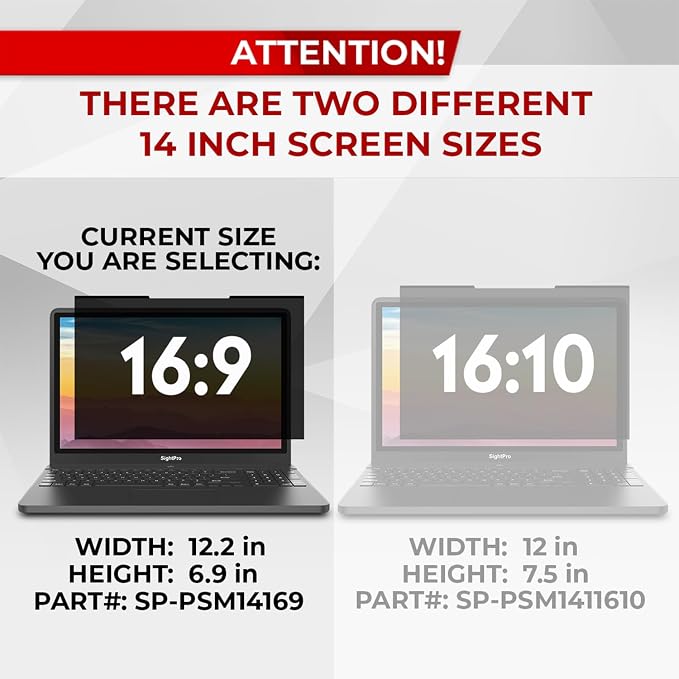 SightPro Magnetic Laptop Privacy Screen 14 Inch 16:9 - Image 3