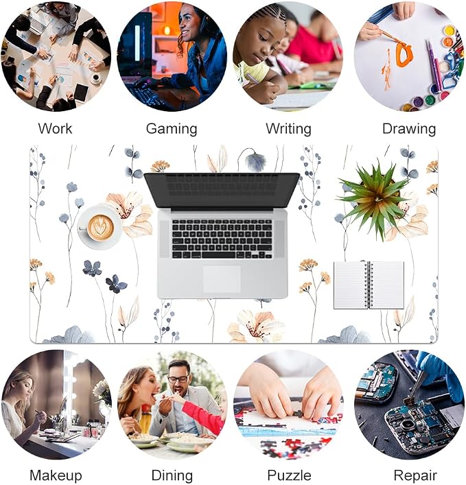 QIYI Large Mouse Pad, Floral Desk Mat - Image 7