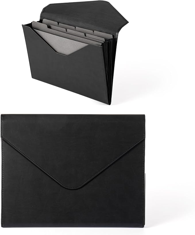 Heture PU Leather Heavy-Duty Expanding File Folder, A5/US Letter Size Document by HetureOffice