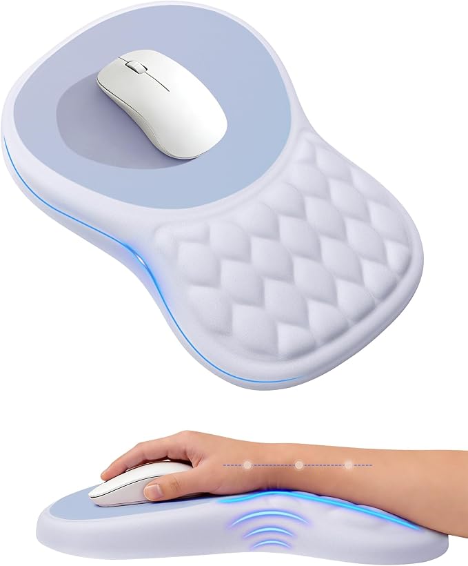Ergonomic Mouse Pad with Wrist Rest, Slope Design Memory Foam Support, Smooth by PVIPCZ