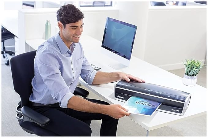 Fellowes Laminator Venus 2 125, Rapid 30-60 Second Warm-up Laminating Machine, with Laminating Pouches Kit (5734801), Black, Silver, 5.1" x 21.3" x 8.2"-DeskLoop Office