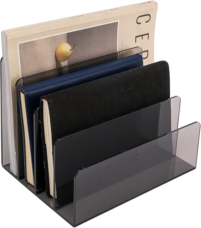 Sooyee 4 Compartment Acrylic File Organizer Holder Folder Organizer - Image 2