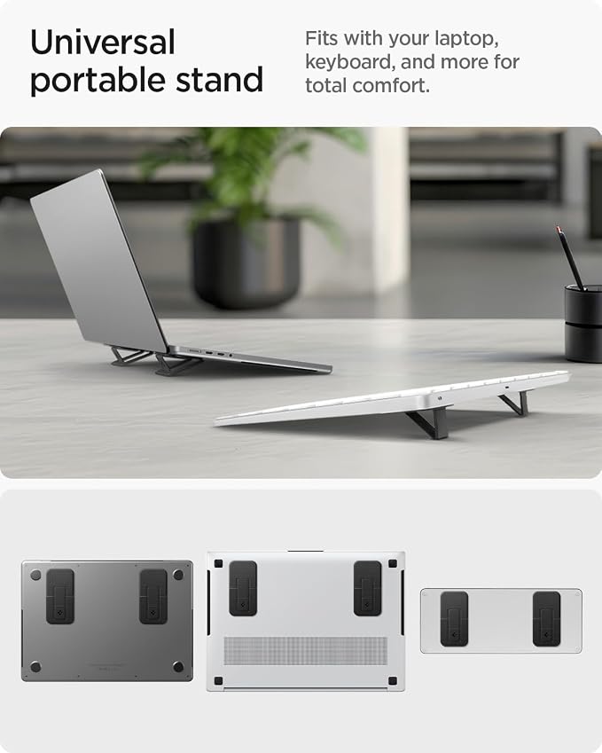 Spigen Slim Fold Adhesive Laptop Stand 2 Piece Foldable Portable Dual Ergonomic - Image 2