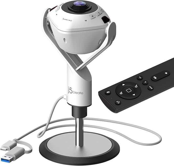 j5create 360 All Around AI-Powered Conference Room Camera with Speakerphone, Smart-Tracking, Auto-Framing, Include a Remote Control (JVU368)-DeskLoop Office