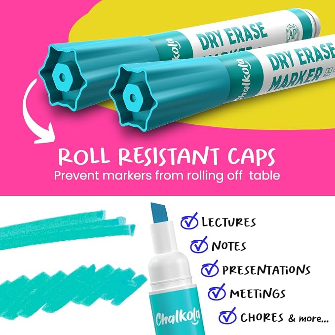 Chalkola Dry Erase Markers Chisel Tip | Dry Erase Pens - Image 4