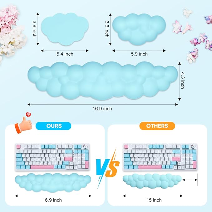 JIKIOU Upgrade Leather Cloud Keyboard Wrist Rest, Cloud Wrist Rest - Image 2