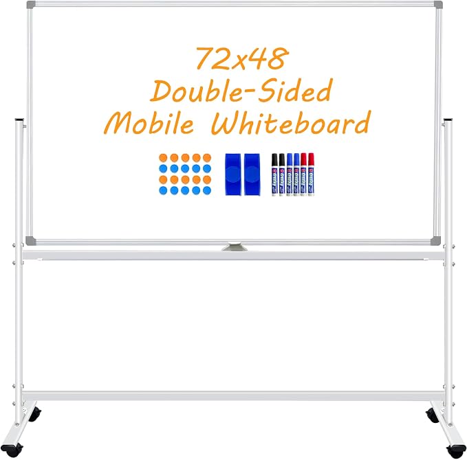 BSTPCOO Rolling Whiteboard on Wheels 72x48 inch, Large Double-Sided White Board by BSTPCOO