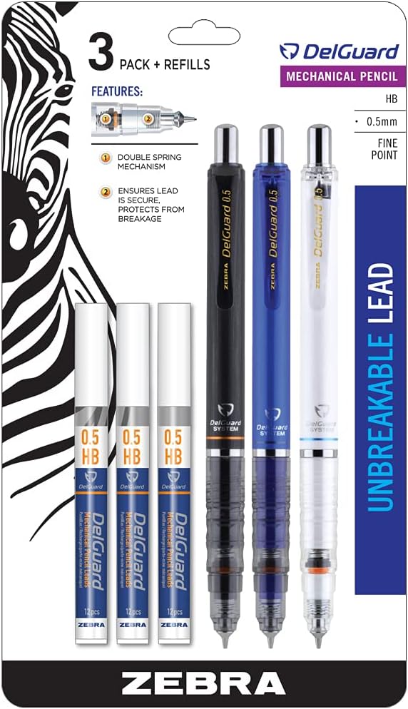 Zebra Pen DelGuard Mechanical Pencil 0.5mm, Resists Lead Breaking, Double by ZebraPen