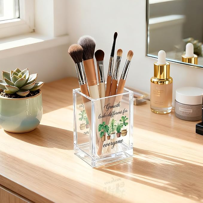 QYUVK Growth Looks Different for Everyone Acrylic Cosmetic Pencil Holder Cup - Image 5