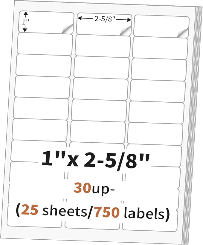 1" x 2 5/8" Address Labels, Labels Sticker Paper by MultiLabel