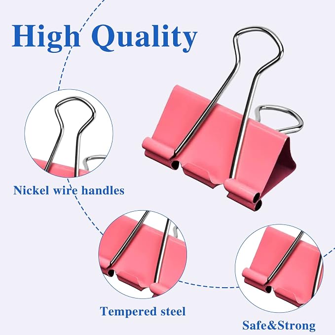 OWLKELA 100 Pcs Colored Binder Clips, Paper Clamps, Paper Binder Clip, Metal - Image 3