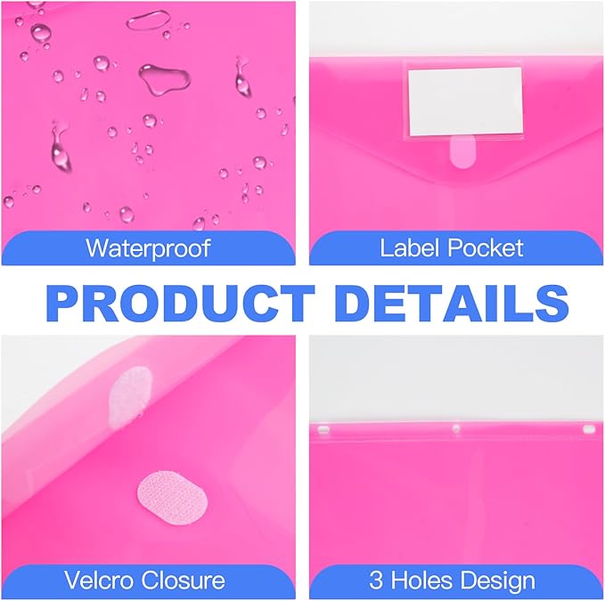 Azureal 8 Pack Binder Organizer, Plastic Binder Pockets - Image 3