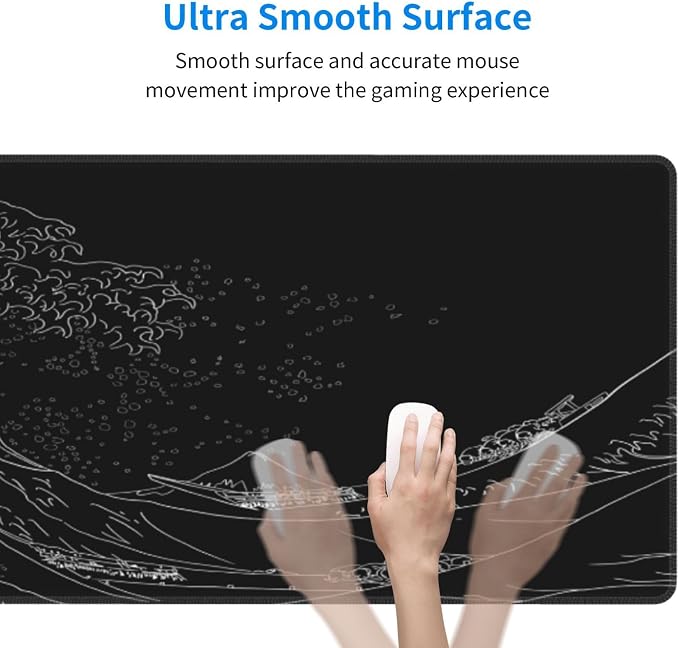 Japanese Sea Wave Large Mouse Pad, Anime Black Gaming, Extended Kanagawa Mat - Image 5