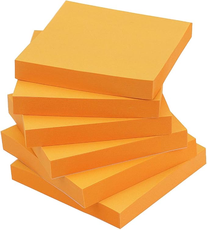 Early Buy Sticky Notes 3x3 Self-Stick Notes Orange Color 6 Pads, 100 Sheets/Pad-DeskLoop Office