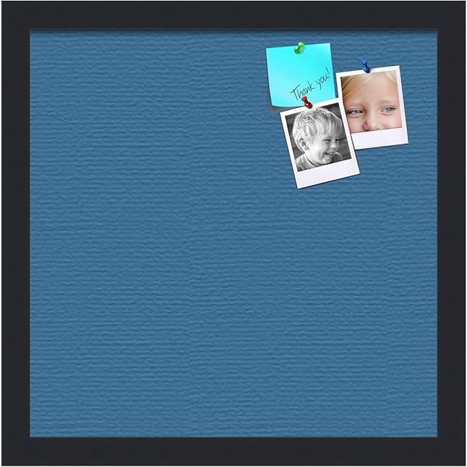 PinPix 14x14 Inch Cork Bulletin Board. This Decorative Framed Pin Board Comes with Navy Pastel Design and a Satin Black Frame. Ideal for Home Office Decor or Message Board (PinPix-1811)-DeskLoop Office