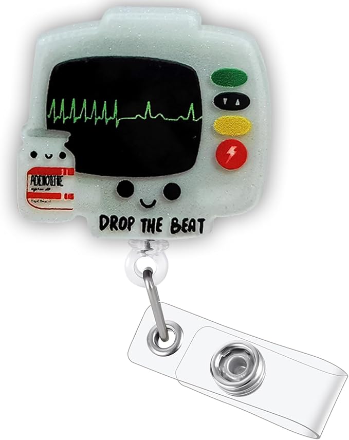 Drop The Beat Funny Badge Reel, Cute Retractable ID Card Badge Holder, Name Tag by BEZTN