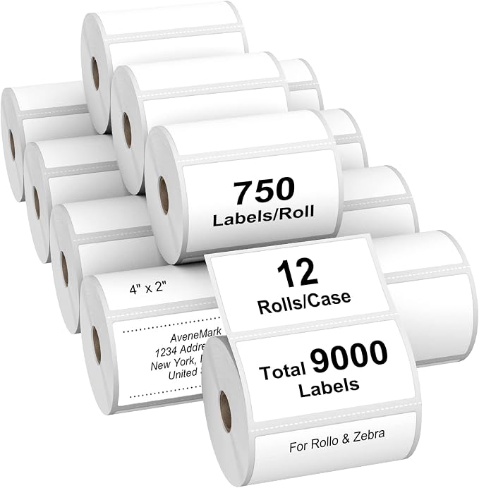 AveneMark 12 Rolls 4" x 2" Direct Thermal Labels by AveneMark