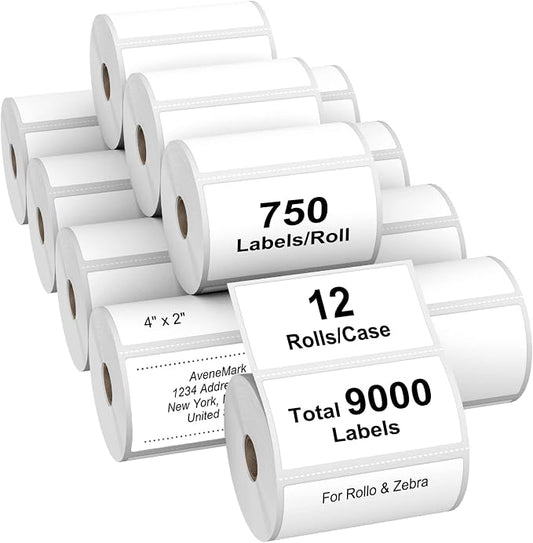 AveneMark 12 Rolls 4" x 2" Direct Thermal Labels by AveneMark