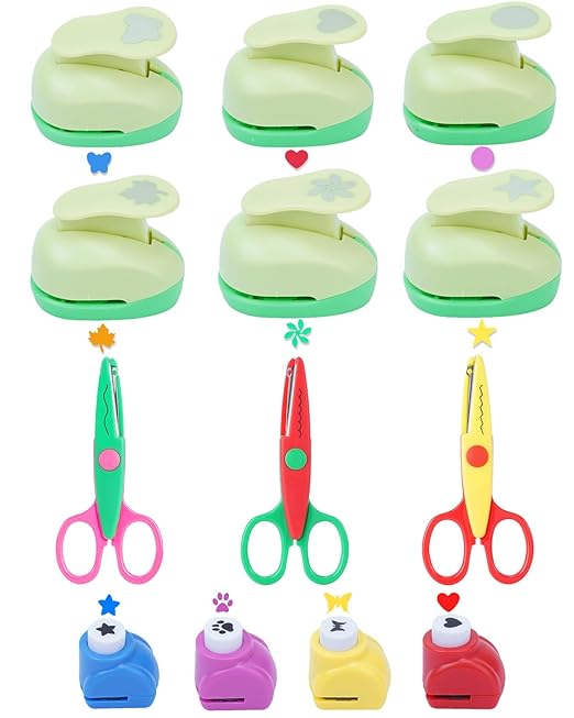 UCEC Paper Punches for Crafting, Circle Heart Star Shapes Puncher Scissors Sets by UCEC