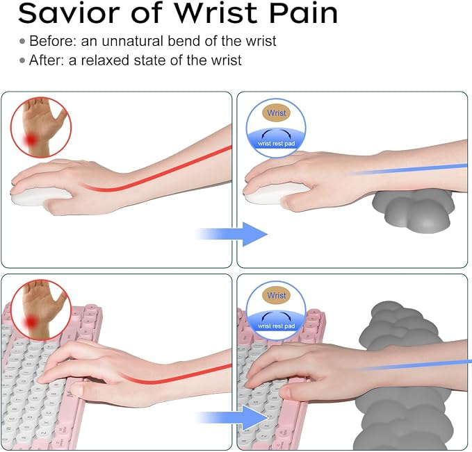 JIKIOU Upgrade Leather Cloud Keyboard Wrist Rest, Cloud Wrist Rest - Image 5
