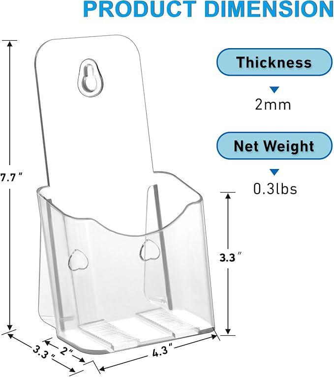 12 Pack Acrylic Brochure Holder 4x9 Inches Slant Back Design, Clear Display Stand, Plastic Table Stand Sign Holder,Pamphlet Holder Flyer Holder, Acrylic Display Stand-DeskLoop Office