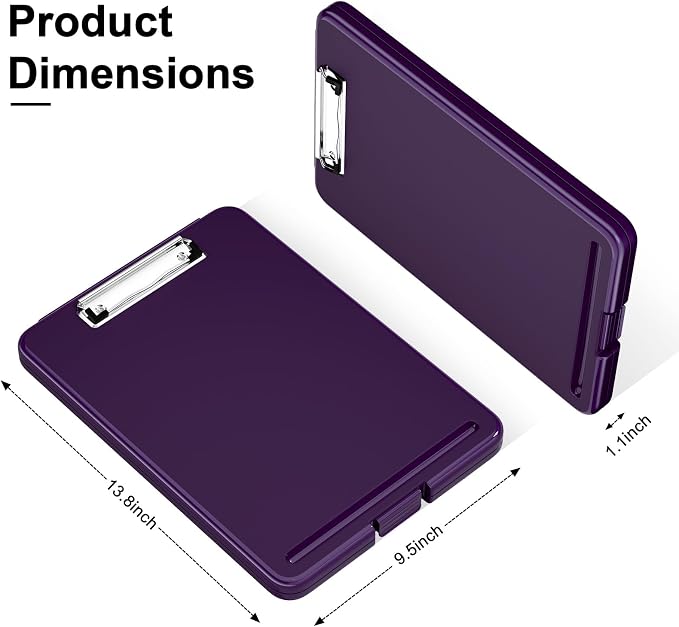 Hongri Clipboard with Storage, 8.5 x 11 Clip Board Foldable, Dark Purple | - Image 2