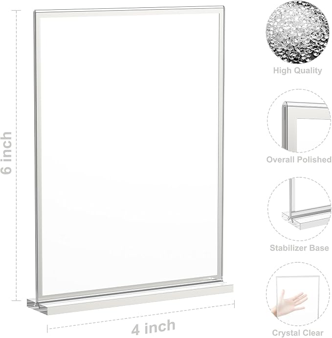 EHWINE Acrylic Sign Holder 4 x 6, 20 Pack Double-Sided Stand up Table Top Sign - Image 2