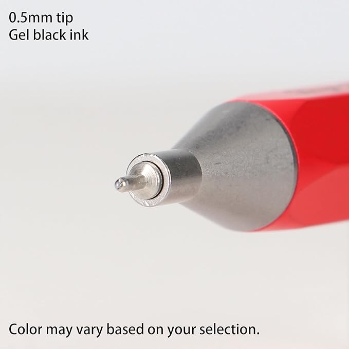 MARK'STYLE days, Gel Ink Metal Ballpoint Pen - 0.5mm Retractable Black Ink, Retro styling Light Weigh Pen, Made in Japan- Perfect for School, Office, and Journaling (White)