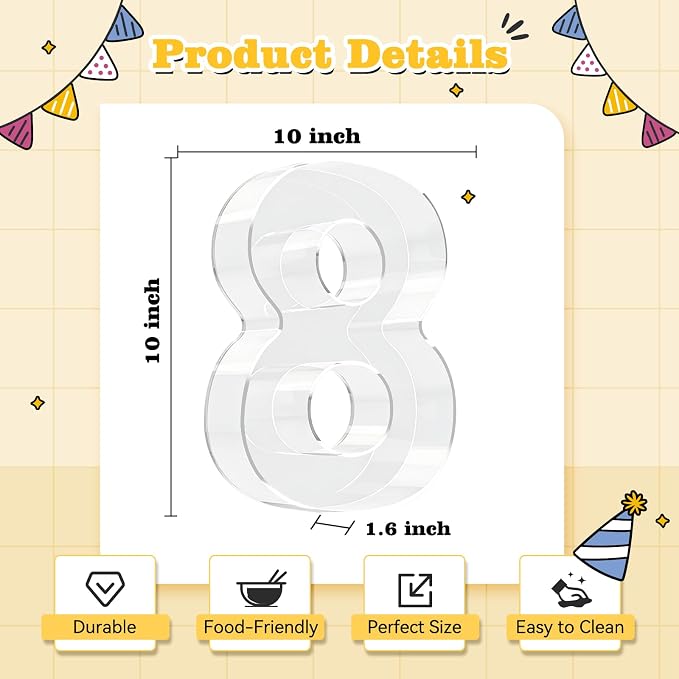 Ledido 10’’ Acrylic Number Charcuterie Board Box, Reusable Fillable Serving Tray - Image 3