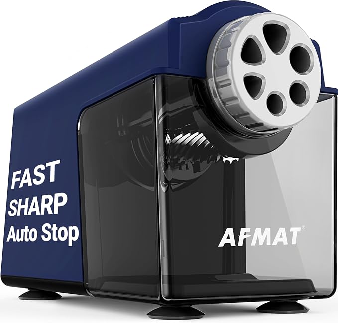 AFMAT Electric Pencil Sharpener Heavy Duty, 6-Hole Classroom Pencil Sharpener by AFMAT