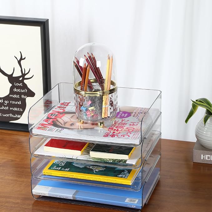 3 Tiers Stackable A4 Paper Trays, Office Desk File Holder, Tidy File Document - Image 9