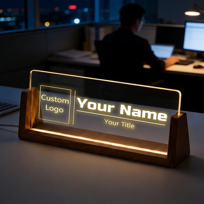 Custom Desk Name Plate, Light Up Acrylic Office Sign, Personalized Gift by PersonalizedGifts