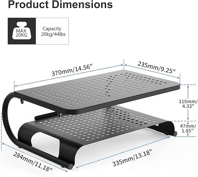 suptek Double-Deck Desk Monitor Stand Riser - Image 5