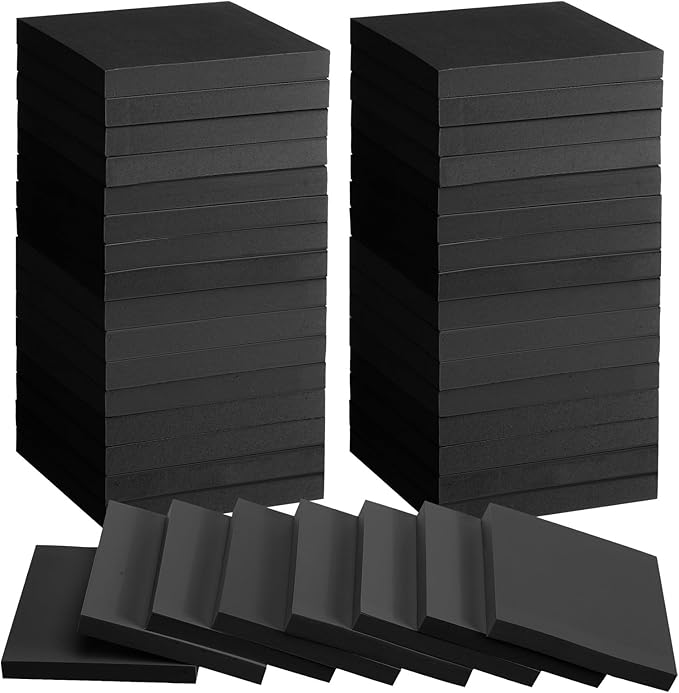 Thenshop 24 Sets Full Adhesive Sticky Notes 3x3 Inches Sticky Notes Adhesive Memo Self-Stick Pads Back to School Supplies Easy to Post for Teacher Coworkers Office 80 Sheets/pad(Black,Unlined)-DeskLoop Office