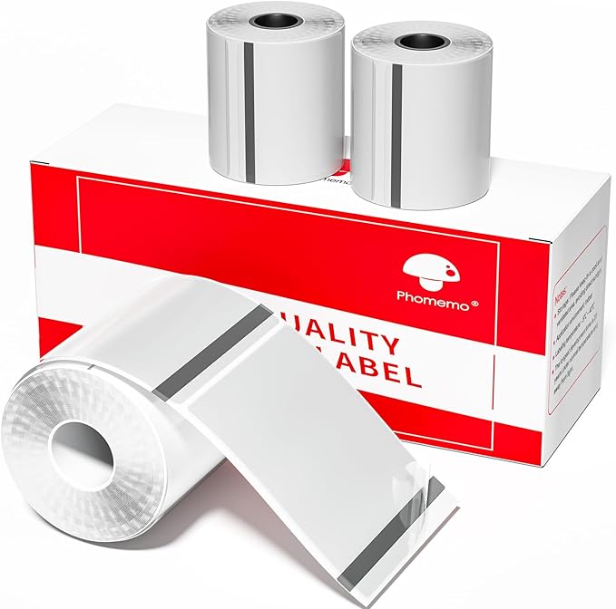 3 Rolls Phomemo Transparent Labels, 1.57'' x 2.36'' (40 x 60mm) Sticker for Phomemo M220 M110 M108 M250 M260 M221 M120 M150 Label Maker, for Barcode, Qr Code, Box, Name-DeskLoop Office